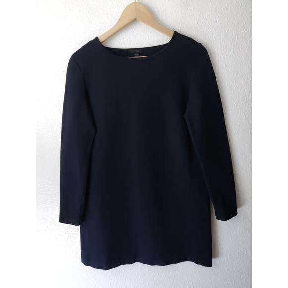 COS Navy Blue Long Sleeve Round Neck Non-Waisted Pullover Sheath Dress Size S - Picture 1 of 8